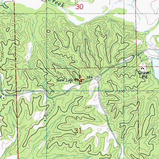 Topographic Map of New Life Church, MS