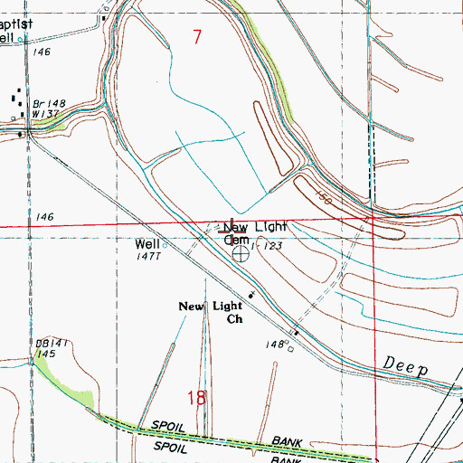 Topographic Map of New Light Cemetery, MS