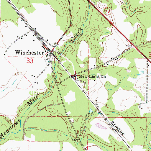 Topographic Map of New Light Church, MS