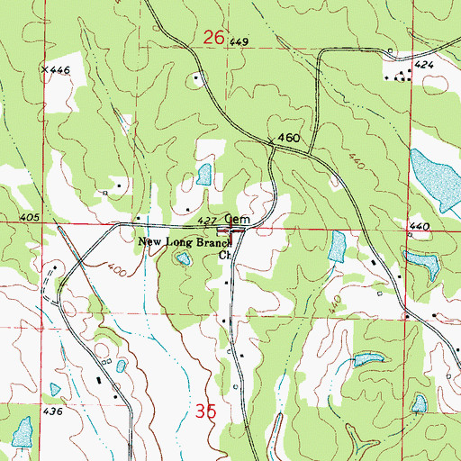 Topographic Map of New Long Branch Church, MS