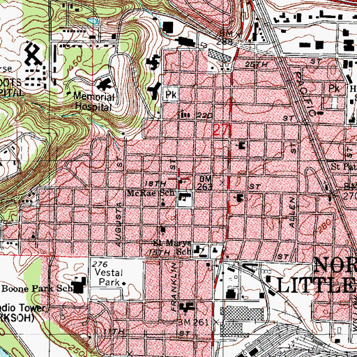Topographic Map of Eighteenth Street Freewill Baptist Church, AR