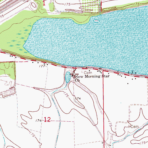 Topographic Map of New Morning Star Church, MS