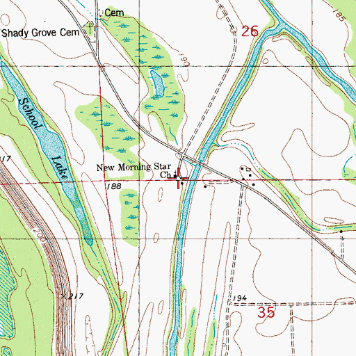 Topographic Map of New Morning Star Church, MS