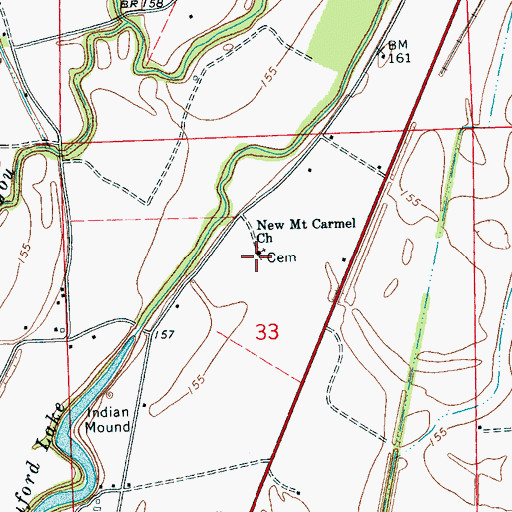 Topographic Map of New Mount Carmel Church, MS