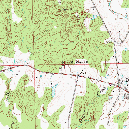 Topographic Map of New Mount Zion Church, MS