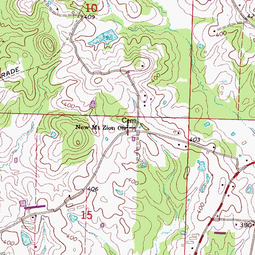 Topographic Map of New Mount Zion Church, MS