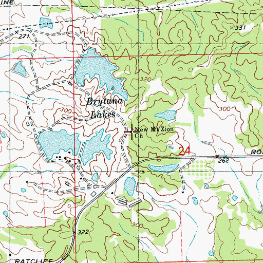 Topographic Map of New Mount Zion Church, MS