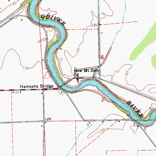 Topographic Map of New Mount Zion Church, MS