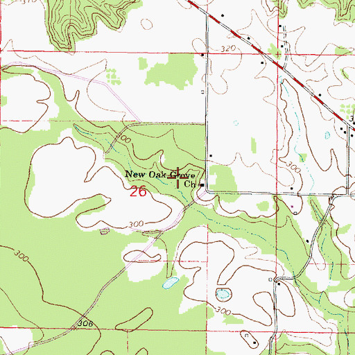 Topographic Map of New Oak Grove Church, MS