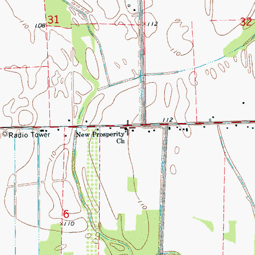 Topographic Map of New Prosperity Church, MS