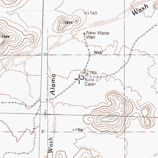 Topographic Map of Kofa Cabin, AZ