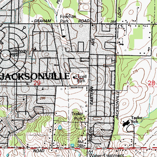 Topographic Map of Excell Park, AR