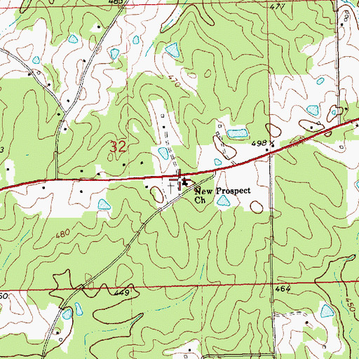 Topographic Map of New Prospect Church, MS