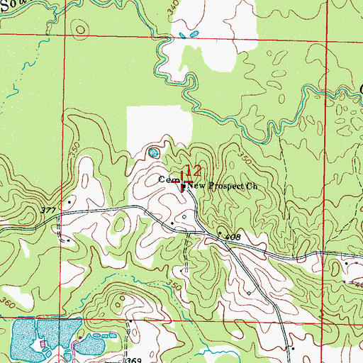 Topographic Map of New Prospect Baptist Church, MS