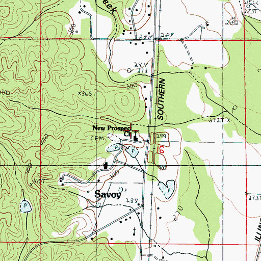 Topographic Map of New Prospect Baptist Church, MS