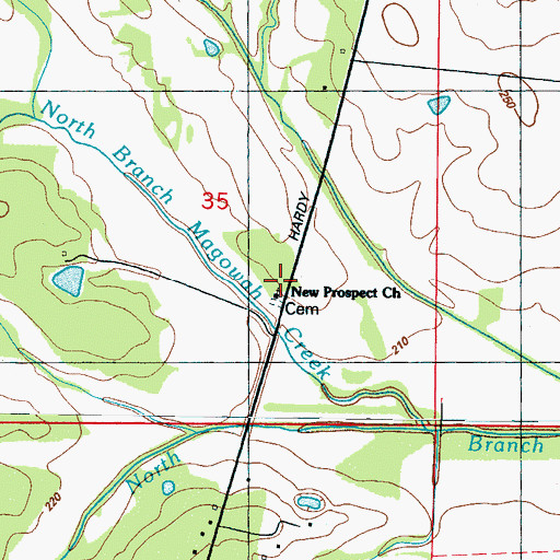 Topographic Map of New Prospect Church, MS