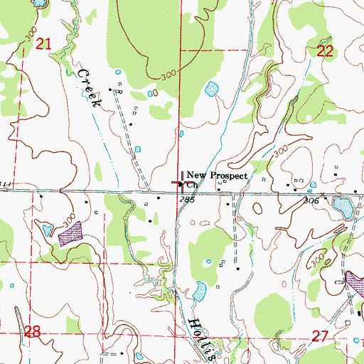 Topographic Map of New Prospect Baptist Church, MS