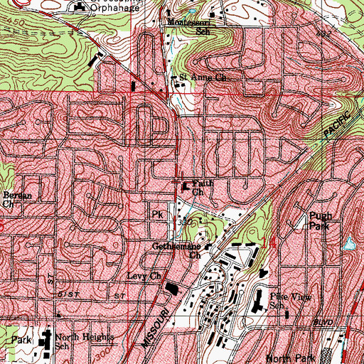 Topographic Map of Faith Baptist Church, AR