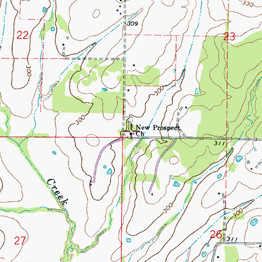 Topographic Map of New Prospect Church, MS
