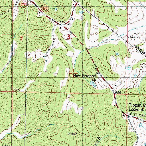 Topographic Map of New Prospect Church, MS