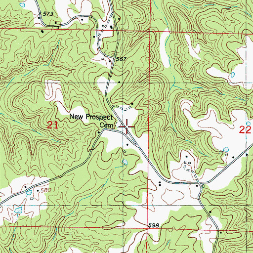 Topographic Map of New Prospect Church, MS