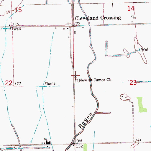 Topographic Map of New Saint James Church, MS