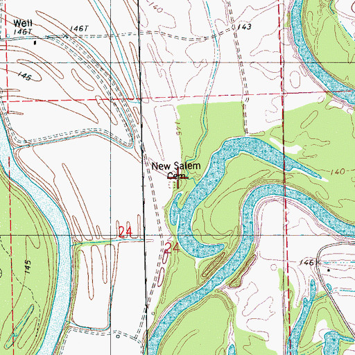 Topographic Map of New Salem Cemetery, MS