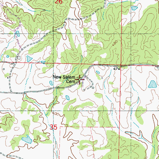 Topographic Map of New Salem Cemetery, MS