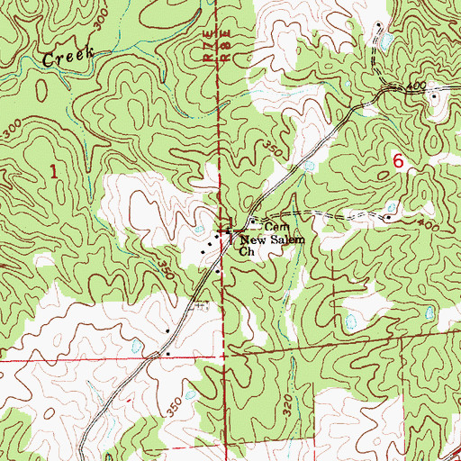 Topographic Map of New Salem Church, MS