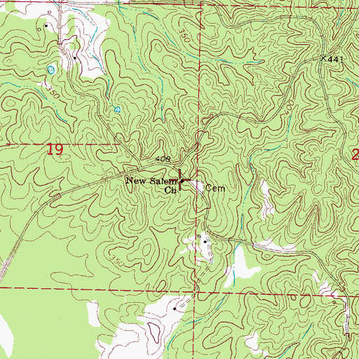 Topographic Map of New Salem Baptist Church, MS