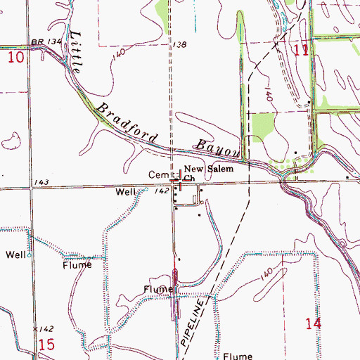 Topographic Map of New Salem Church, MS