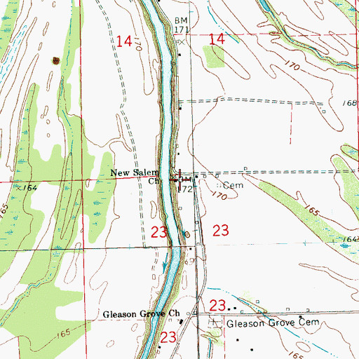 Topographic Map of New Salem Church, MS