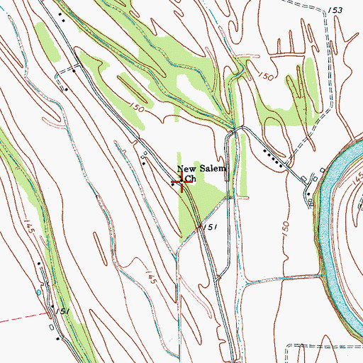Topographic Map of New Salem Church, MS