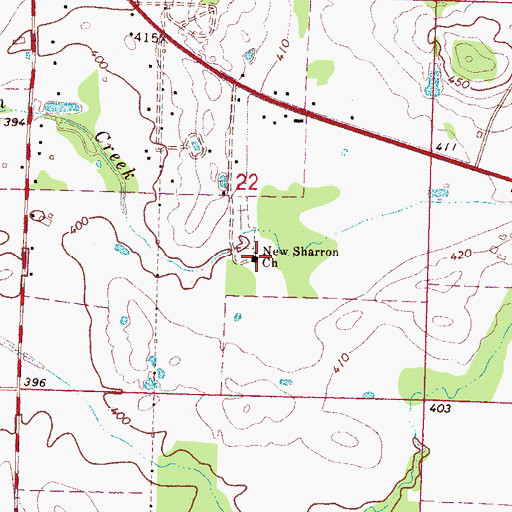 Topographic Map of New Sharron Church, MS