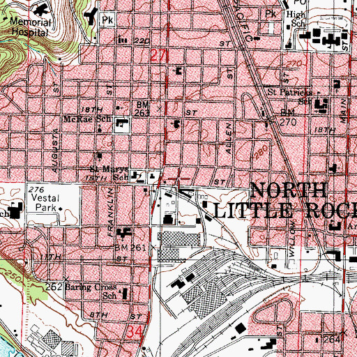 Topographic Map of North Little Rock Fire Department Station 3, AR