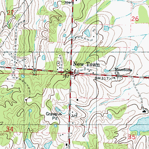 Topographic Map of New Town, MS