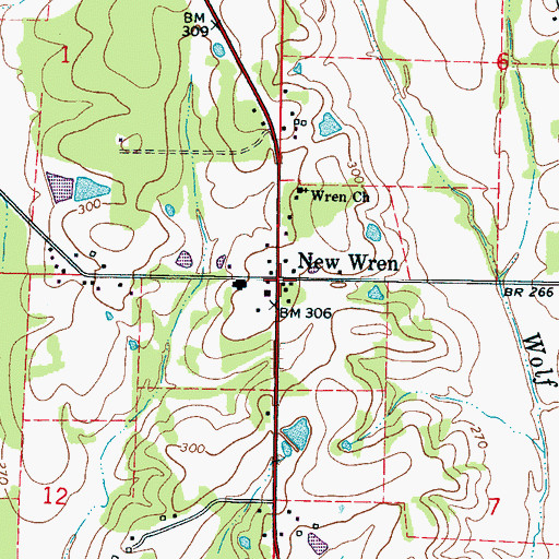 Topographic Map of New Wren, MS