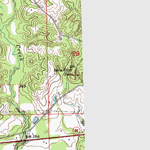 Topographic Map of New Zion Cemetery, MS