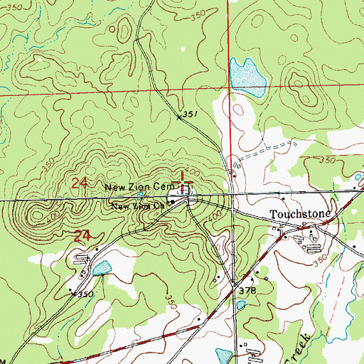 Topographic Map of New Zion Cemetery, MS