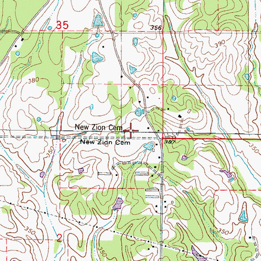 Topographic Map of New Zion Cemetery, MS