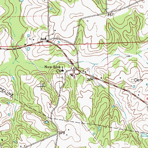 Topographic Map of New Zion Baptist Church, MS