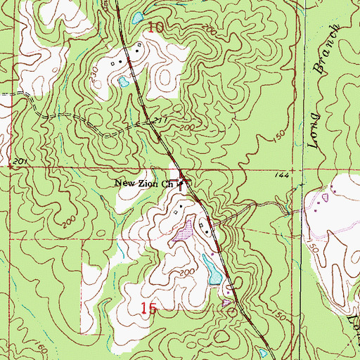 Topographic Map of New Zion Church, MS