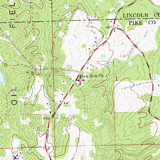 Topographic Map of New Zion Church, MS