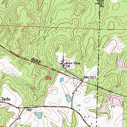 Topographic Map of New Zion Church, MS