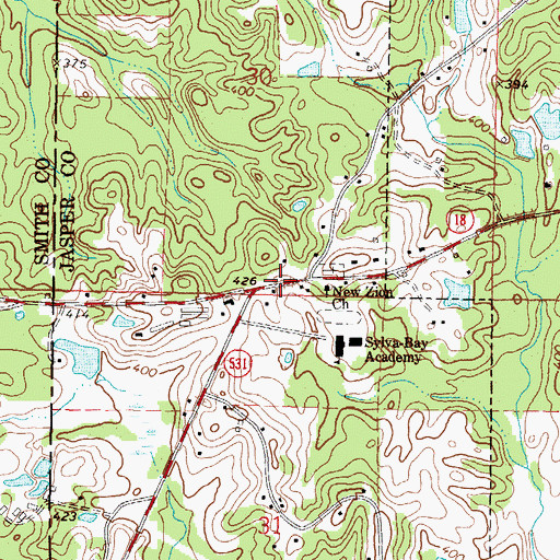 Topographic Map of New Zion Missionary Baptist Church, MS
