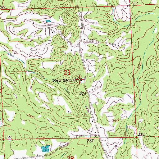 Topographic Map of New Zion Church, MS