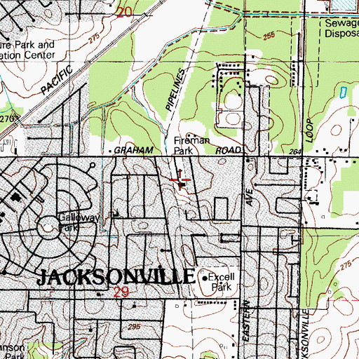 Topographic Map of Fireman Park, AR