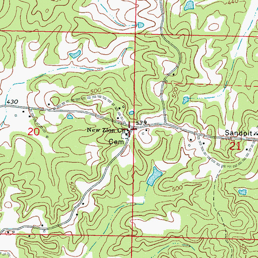 Topographic Map of New Zion Church, MS