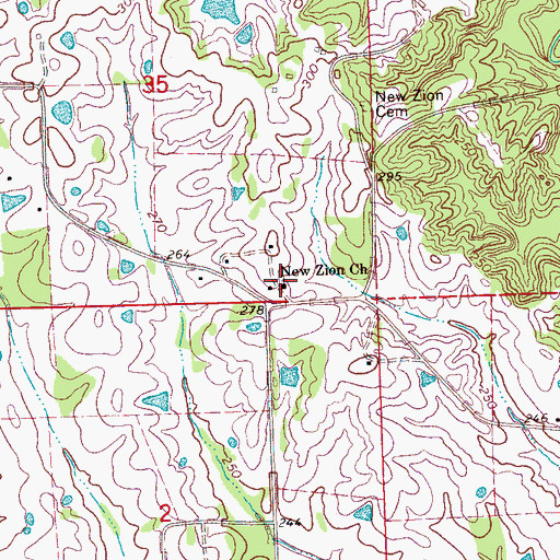 Topographic Map of New Zion Church, MS