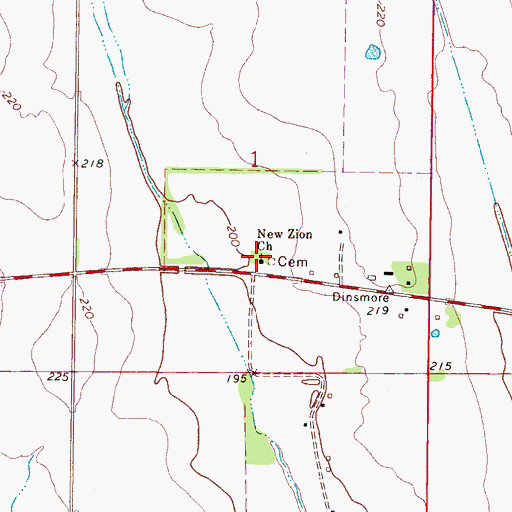 Topographic Map of New Zion Church, MS